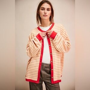 We the Free Classic Stripe Cardigan Size L
